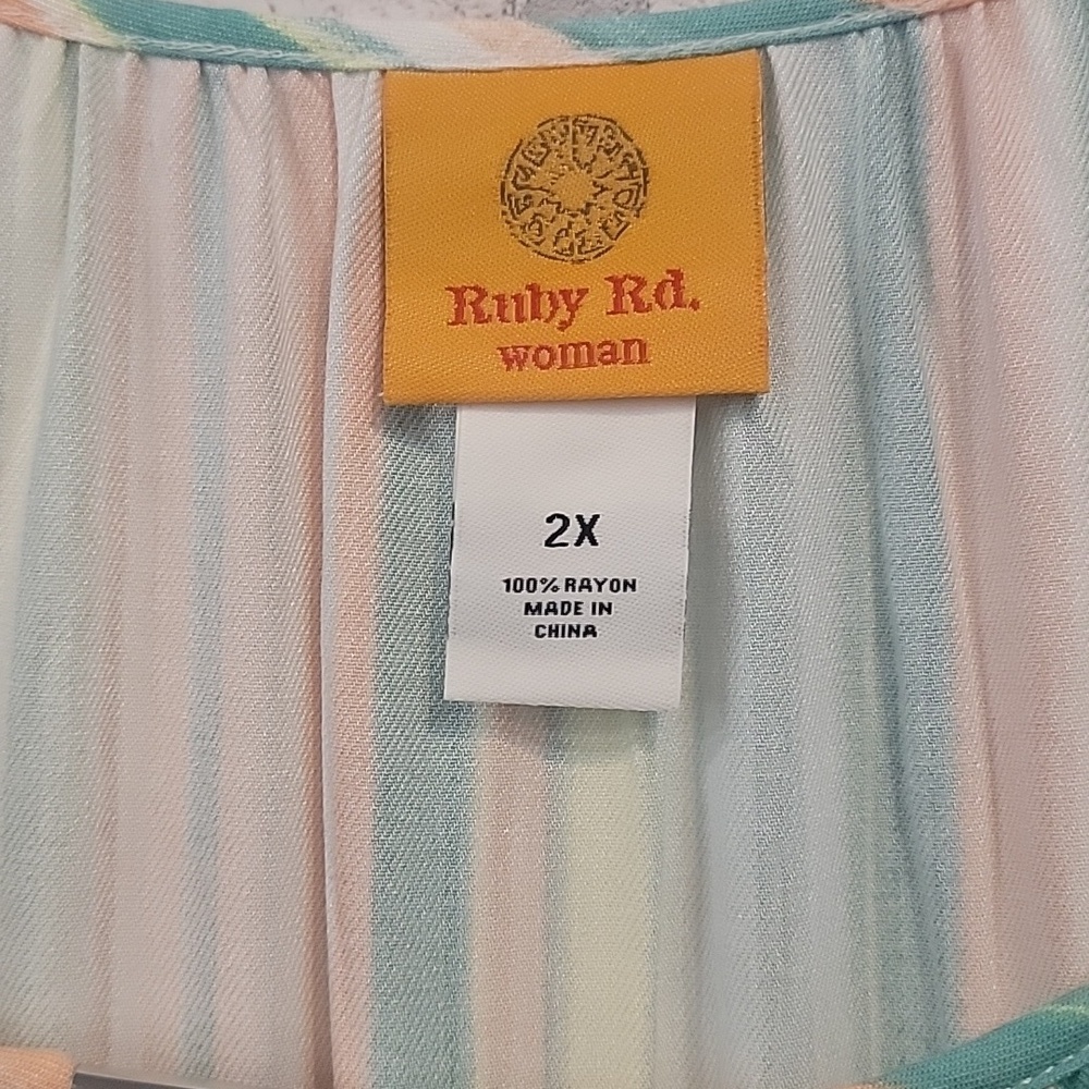 Ruby Rd. Tie Front Spring Breeze NWT 2x Top - Picture 3 of 9